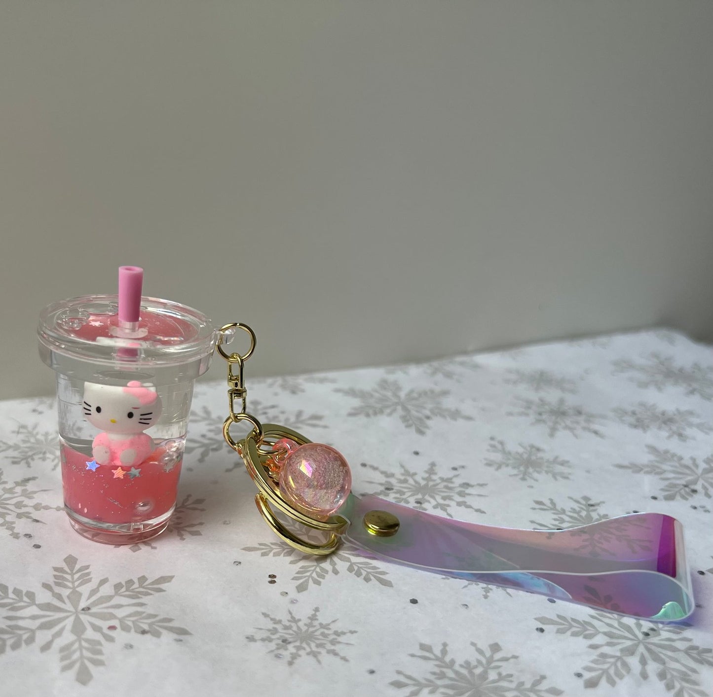 Hello Kitty boba keychain
