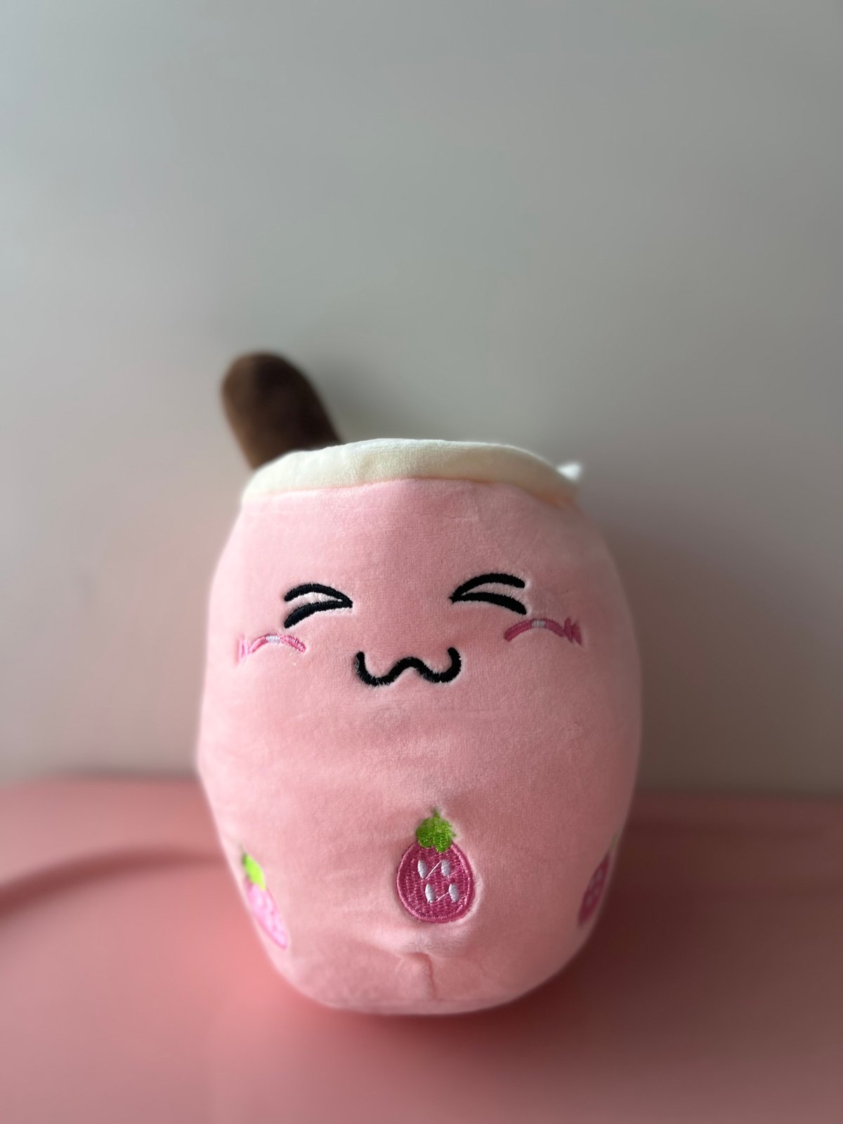 Pink shy boba plushie (small)