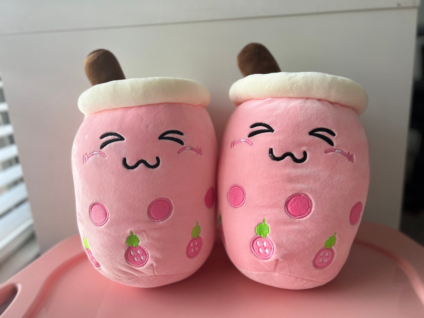 pink shy boba plushie